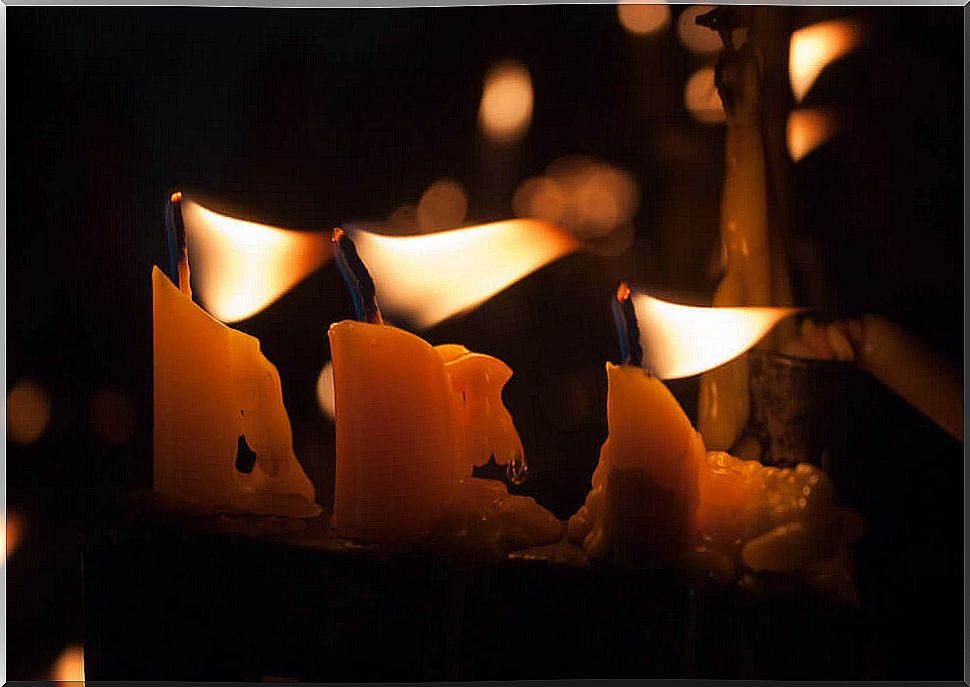 Candles symbolizing person of the Dalai Lama