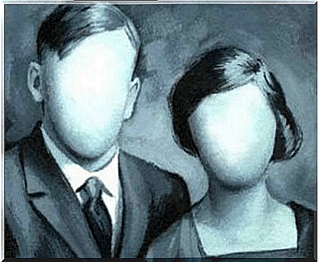 Couple without faces, without identity