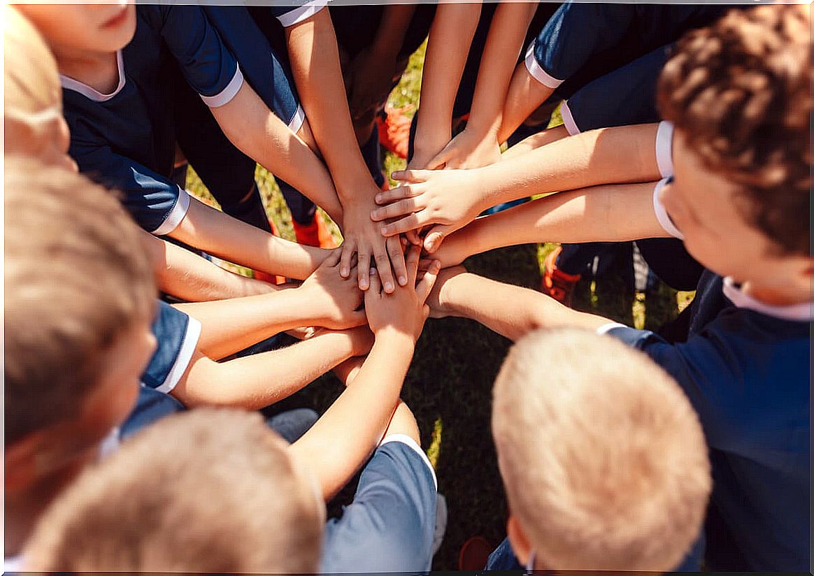 Children with joined hands