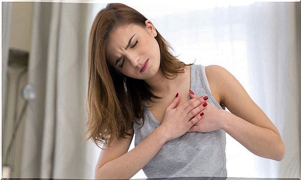 Woman with chest pain