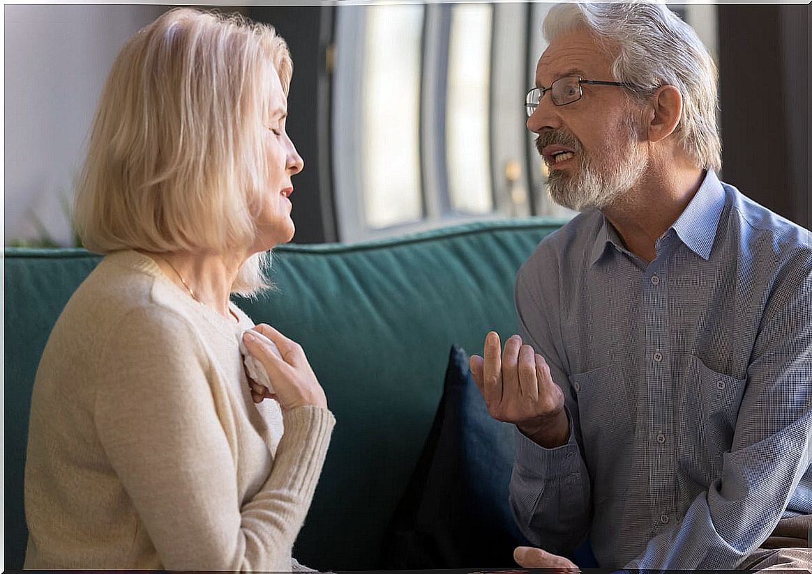 Couple talking about relationship