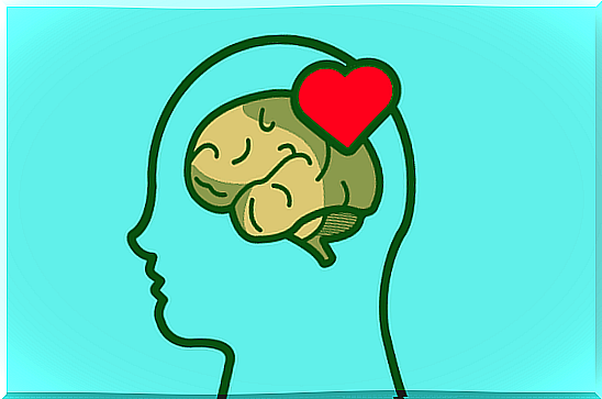 Heart over a person's brain