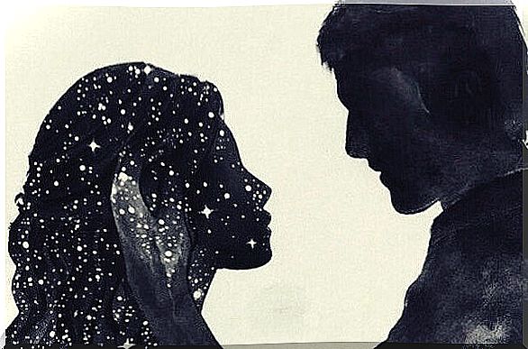 Couple looking at each other symbolizing being in love with an illusion