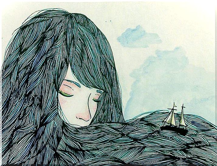 woman with boat in hair