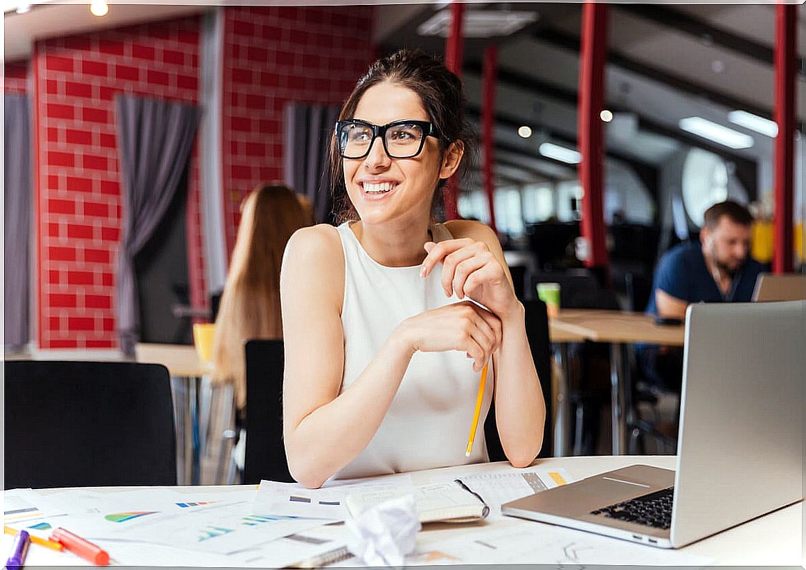 Woman working proactivity