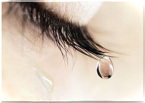 Eye with tear