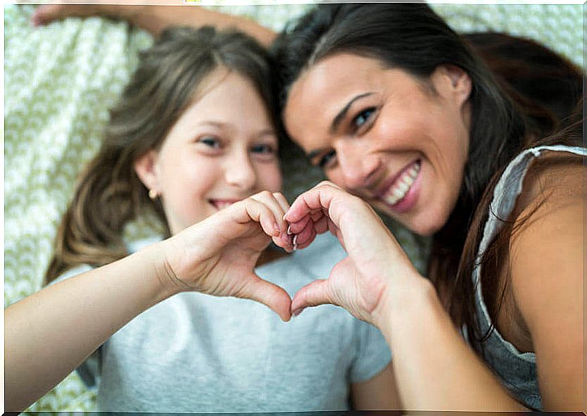 Happy mother and daughter