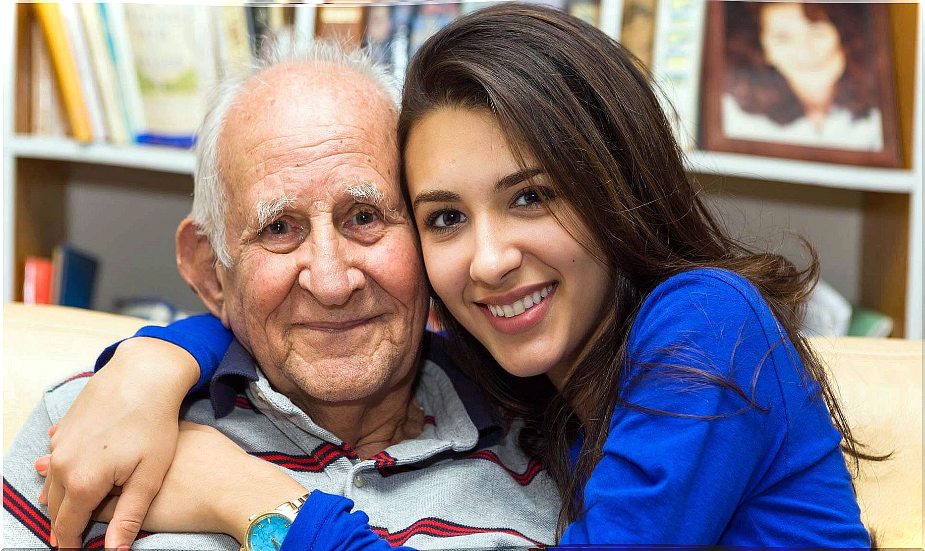 Woman with her grandfather