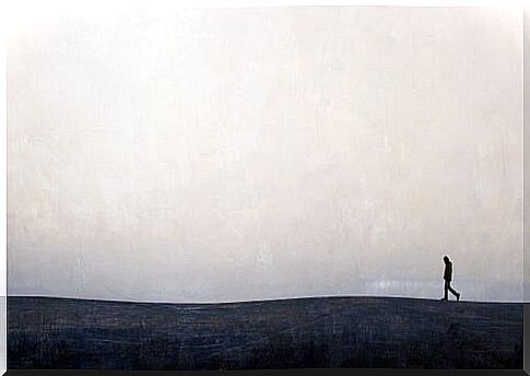 Man walking on the horizon