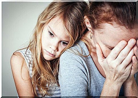 Stressed mother with her daughter