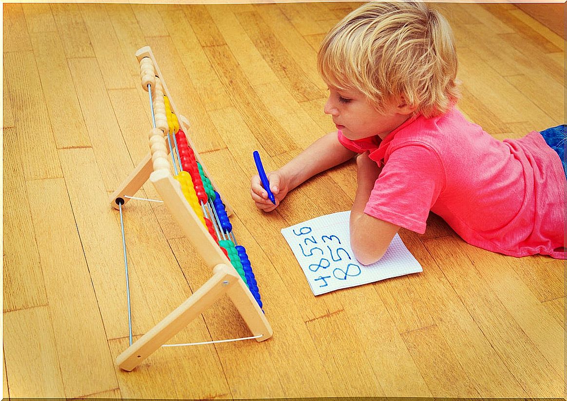 Child learning to count