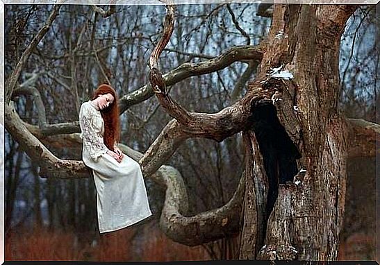 woman in a tree